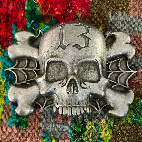 Vintage Original Lucky 13 Punk Psychobilly Skull & Bones Buckle - Picture 1 of 5